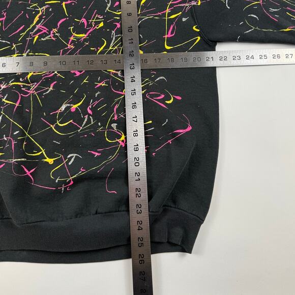Vintage Abstract Splatter Paint Artist Yellow Pink Black 90s Crewneck Size XL - Picture 8 of 8